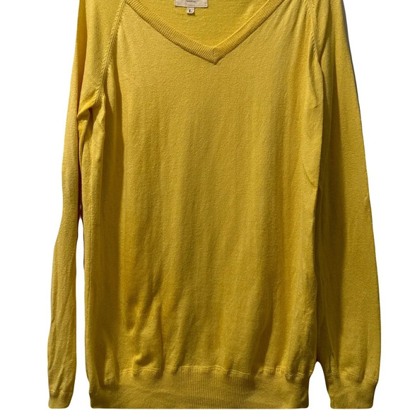 Johnnie Boden Yellow Cashmere Cotton Long Sleeve V Neck Sweater, Large - Picture 1 of 8